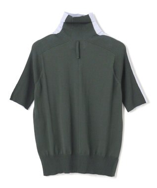 BEIGE， 【洗える】JULIE / シルク混カラーブロックタートルニット Sax×Olive