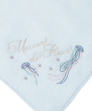 Maison de FLEUR ジェリーフィッシュ刺繍タオルハンカチ Light Blue