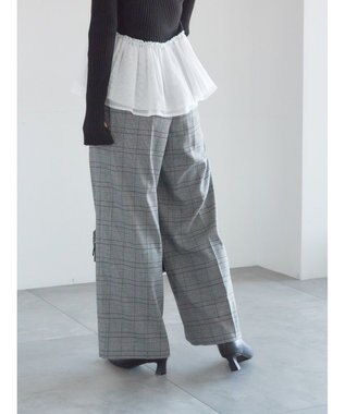 Te chichi グレンチェックスラックス チャコールグレー