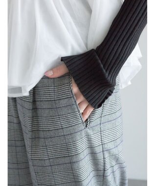 Te chichi グレンチェックスラックス チャコールグレー