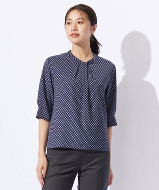  モノグラムプリント ボウタイ風 カットソー