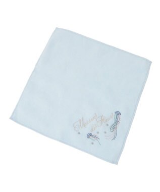 Maison de FLEUR ジェリーフィッシュ刺繍タオルハンカチ Light Blue