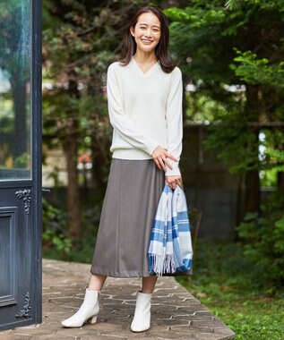 J.PRESS LADIES 【WEB限定・洗える】BARTOLOZZI ポリエステルレザーII スカート ブラウン系