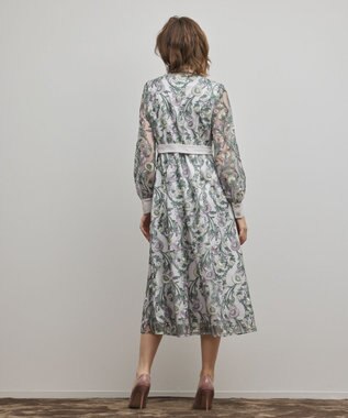 GRACE CONTINENTAL マルチフラワー刺繍フレアワンピース グレー