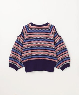 GRACE CONTINENTAL ボーダーパフニットトップ ネイビー