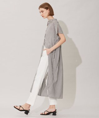 ICB 【洗える】 キュプラローンストライプ ワンピース ブラックストライプ系