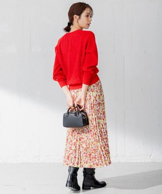 組曲 【選べる8色展開・春まで使える！】バックレースカラー ニット レッド系