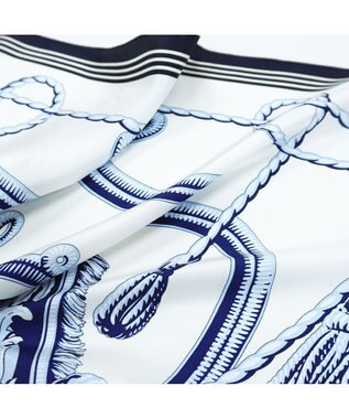 Marca ＜春の新作！＞【伝統横濱スカーフ】ビッグタッセル&鞍（FET-056） 小判 シルクツイル スカーフ イエロー×ブルー