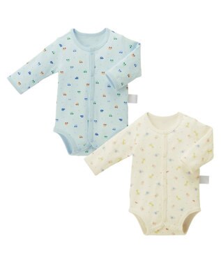 MIKI HOUSE HOT BISCUITS 【70-60cm】 長袖ボディシャツ２枚セット(前開き仕様) マルチ