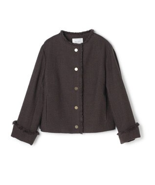 BEIGE， 【Oggi 10月号掲載】MULLIN / ウールツイードメタルボタンノーカラージャケット Warm Gray