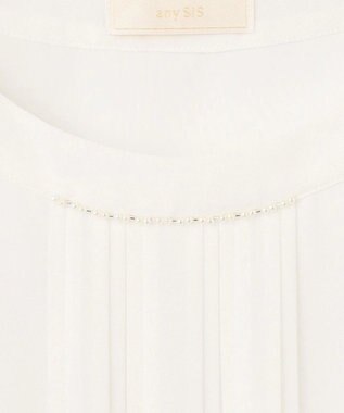 ANY SIS L 【洗える】フロントプリーツシフォンブラウス オフホワイト