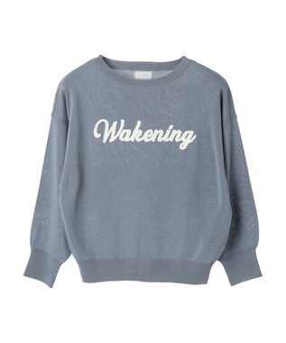 Green Parks さがら刺繍入りニットプルオーバー Sax