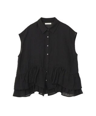 Green Parks ノースリーブフリルブラウス Black