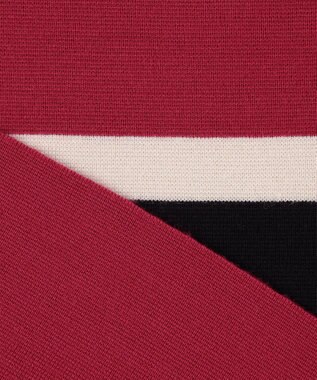 自由区 S 【洗える】ウールミラノボーダー ニット レッド×シャンパンベージュ×ブラック