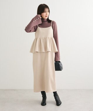 Green Parks スウェードポンチペプラムキャミワンピース