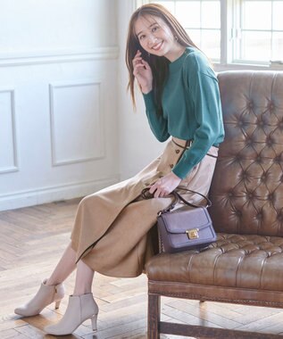 ANY SIS 【洗える】サイドケーブルカラー ニット ブルーグリーン