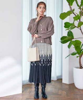 Tiaclasse 【洗える】シェルボタンカーディガン モカ