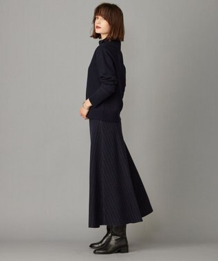 ICB ミルドウール ストライプ柄ニットスカート ネイビーストライプ系