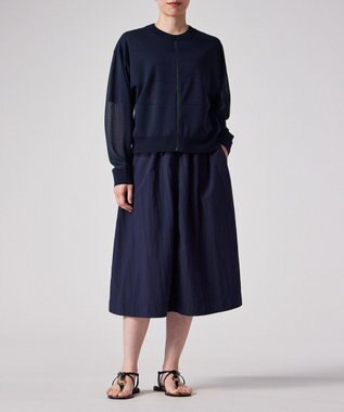 Paul Smith 【洗える】シアーボーダー ジップアップ カーディガン ネイビー