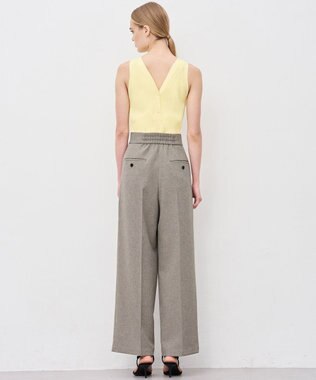 uncrave ウォッシャブルウールライクツイル ワイドパンツ シャンブレーチャコール