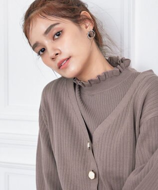 Tiaclasse 【洗える】シェルボタンカーディガン モカ