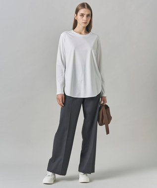 ICB L 【マシンウォッシャブル可】シンプルジャージー ロングスリーブTシャツ オフホワイト系