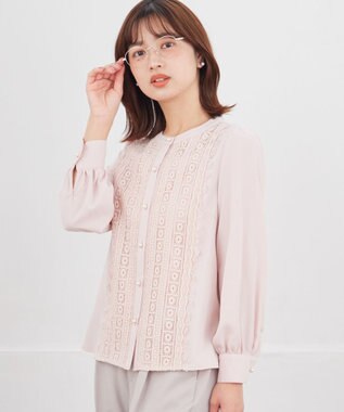 Tiaclasse L レースブラウス ライトピンク