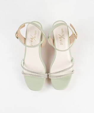 BONTRE 【pied du lapan/ピエドラパン】ビジューベルトウエッジサンダル/50756ZI ライトグリーン