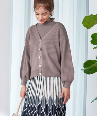 Tiaclasse 【洗える】シェルボタンカーディガン モカ