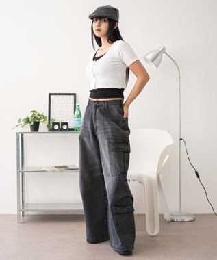 WEGO レースキャミレイヤード風ちびT ホワイト