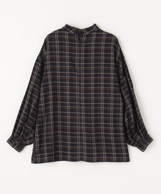 ANY 【洗える】ピンタックチェックブラウス ネイビー系5