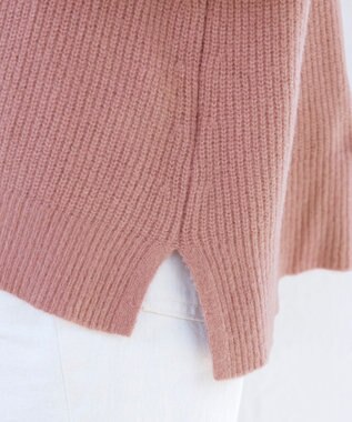 Tiaclasse L 【洗える】Vネック起毛ニットトップス ピンク