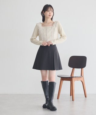 earth music&ecology 【セットアップ可】フリンジツイードビスチェ Ivory