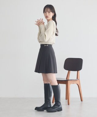 earth music&ecology 【セットアップ可】フリンジツイードビスチェ Ivory