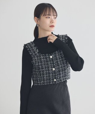 earth music&ecology 【セットアップ可】フリンジツイードビスチェ Black