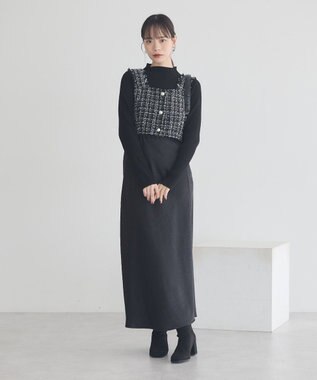 earth music&ecology 【セットアップ可】フリンジツイードビスチェ Black