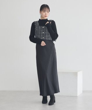 earth music&ecology 【セットアップ可】フリンジツイードビスチェ Black