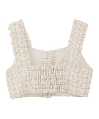 earth music&ecology 【セットアップ可】フリンジツイードビスチェ Ivory