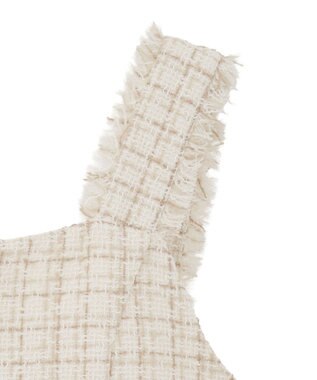 earth music&ecology 【セットアップ可】フリンジツイードビスチェ Ivory