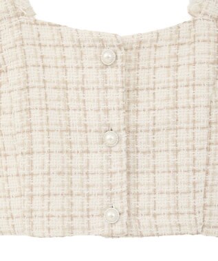 earth music&ecology 【セットアップ可】フリンジツイードビスチェ Ivory