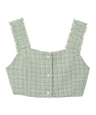 earth music&ecology 【セットアップ可】フリンジツイードビスチェ Green