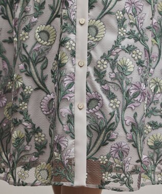 GRACE CONTINENTAL マルチフラワー刺繍フレアワンピース グレー