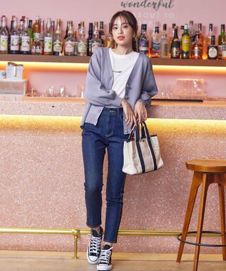 Tiaclasse 【洗える】シェルボタンカーディガン ラベンダー