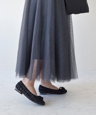 Bridget Birkin 【Bridget Birkin】ビッグパールリボンフラットシューズ ブラック雑材