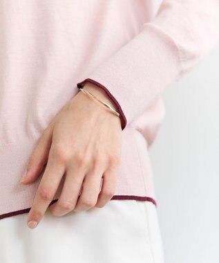 BEIGE， CHLOR / ウールシルクツイルドッキングVネックニット Pink