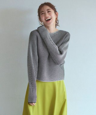 ICB L 【洗える】 ソフトカシミヤミックス ドルマンスリーブニット ブラック系