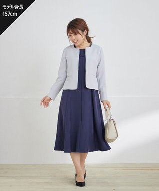 Tiaclasse L 【安田美沙子さん着用・洗える】フレアAラインリボンワンピース ネイビー