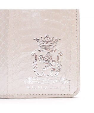 A.D.M.J. 【スワロフスキー×スネークレザー】アールデコスリムウォレット WHITE PEARLIZED