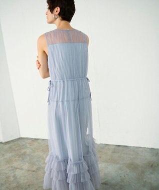 GRACE CONTINENTAL チュールティアードワンピース グレー