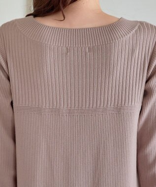 Tiaclasse L 【洗える】リブ切替デザインニットワンピース モカ